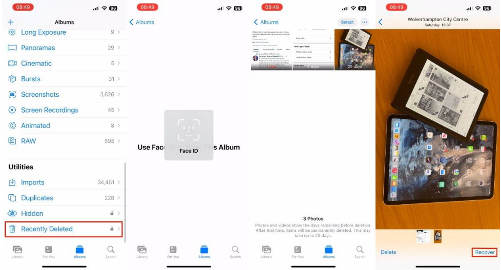 漳浦苹果14维修分享 iPhone14 上恢复已删除的照片 