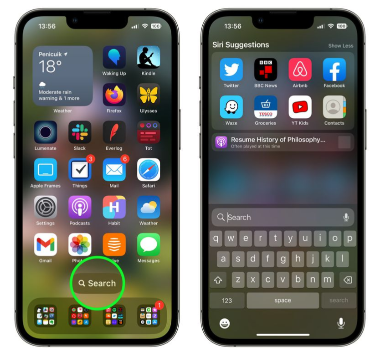 漳浦苹果手机维修分享升级到 iOS 16 后，如何删除主屏幕上的搜索按钮 