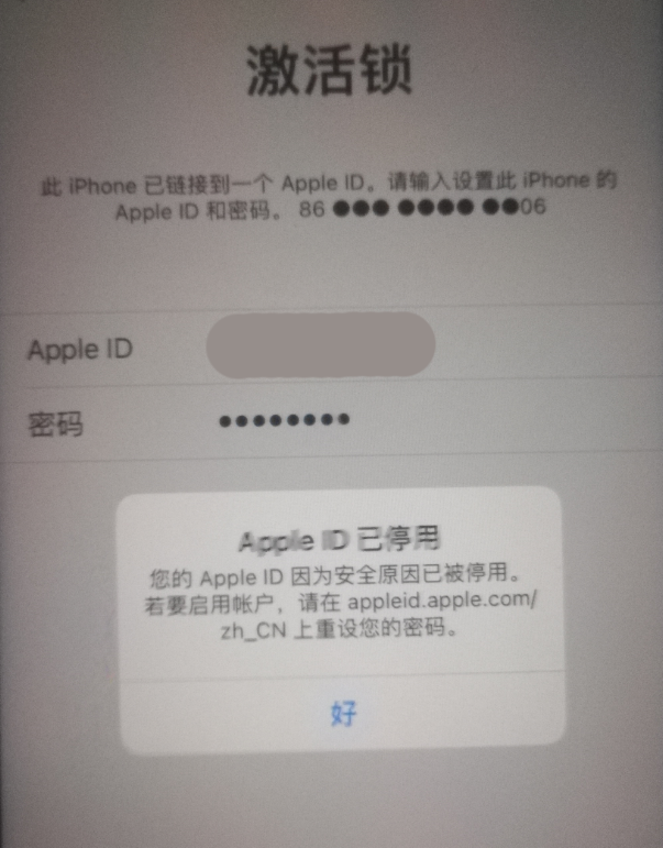 漳浦苹果手机维修分享iPhone 12 出现提示“Apple ID 已停用”怎么办 