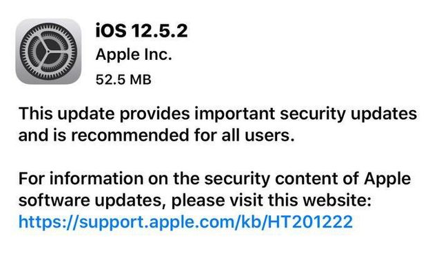 漳浦苹果手机维修分享iOS12.5.2发布，建议所有老苹果用户安装 